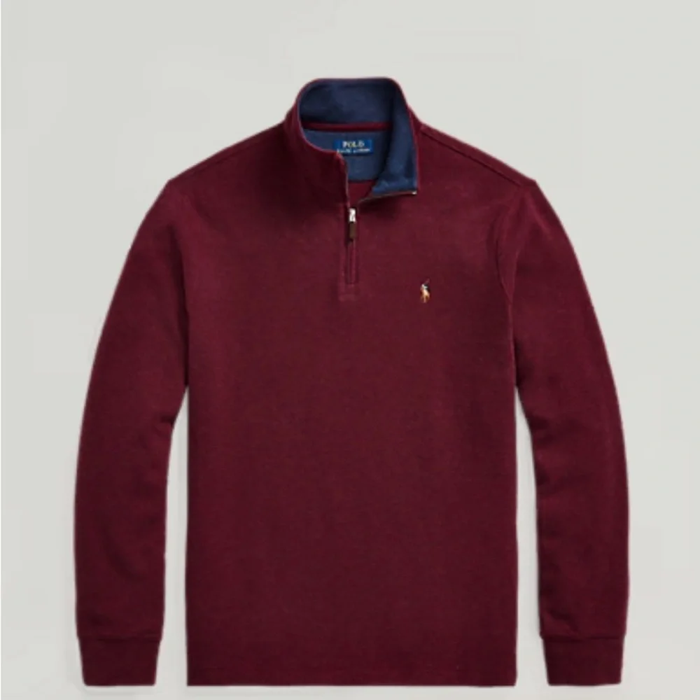 Polo Ralph Lauren Sweater Men's Quarter Zip Maroon Estate Rib -XXL
